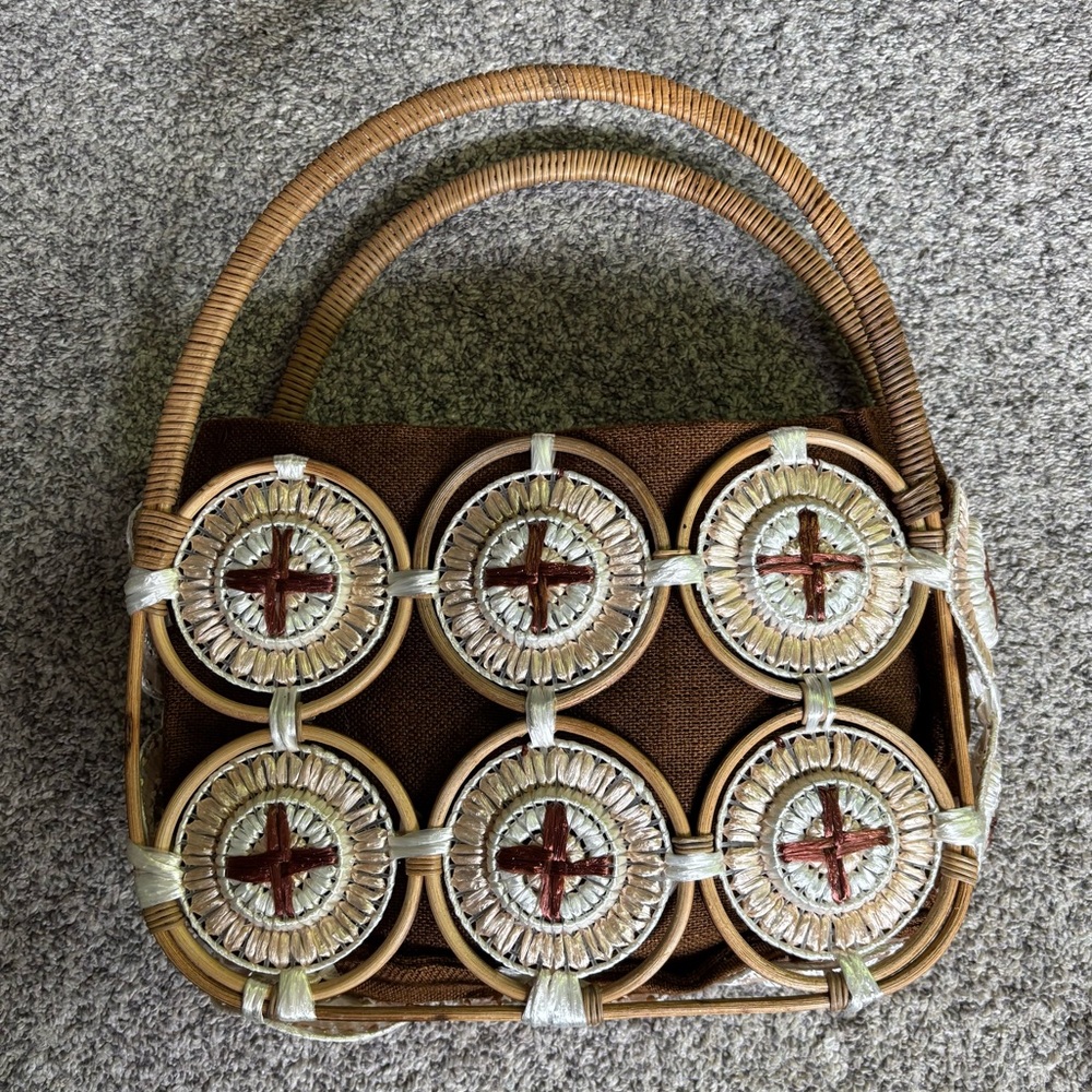 Vintage Rafia Boho Chic Top Handle Bag - Picture 2 of 8